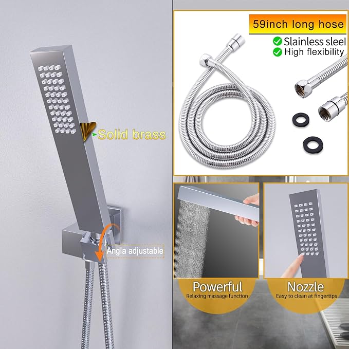 24x32 LED Dual Head Shower System 24"x32" Ceiling Mount Shower Head - Image 7