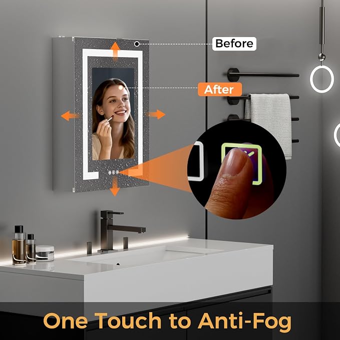 LED Bathroom Mirror 20 * 26 Stepless Dimmable Wall Mirrors - Image 2