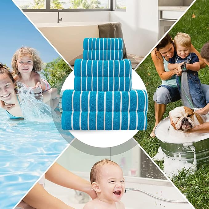 CASA COPENHAGEN Ecstatic 6 Pieces Towel Set- Teal Blue, 600 GSM 2 Bath Towel 2 - Image 5