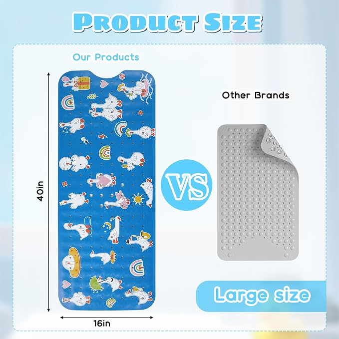 Baby Bath Mat for Tub Non Slip Kids Bathtub Mat Extra Long 40X16 Inch Toddler - Image 3