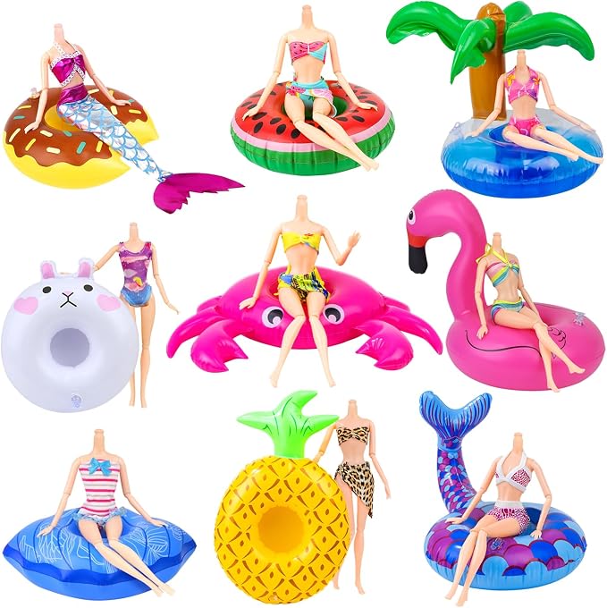9Pcs Doll Swimming Pool Inflatable Float Including - Image 8