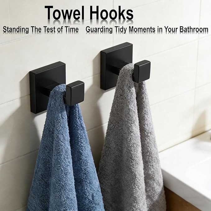 Bathroom Hardware Set 10 Piece Matte Black Bathroom Accessories Set SUS304 - Image 5