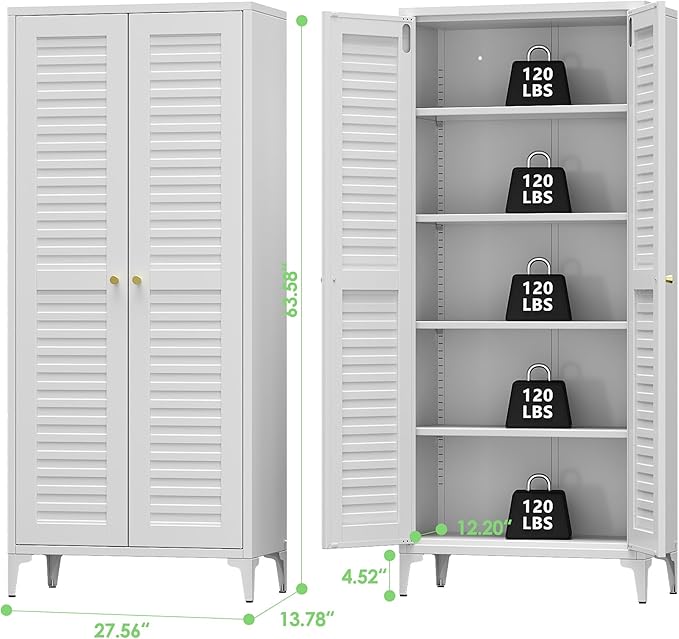 64" H Metal Pantry Cabinet, Kitchen Pantry Storage Cabinets - Image 3