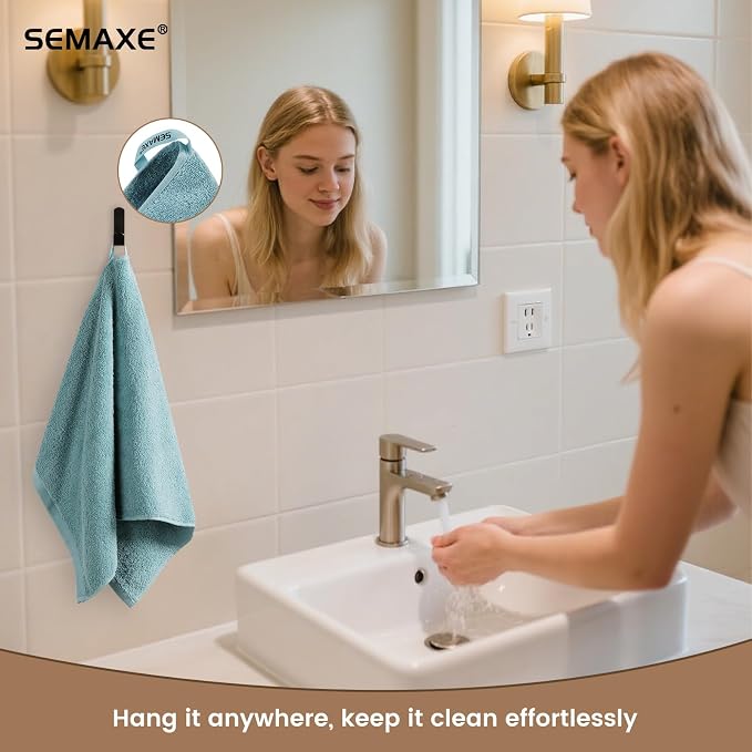 SEMAXE 6-Pack Blue Hand Towels - Image 5