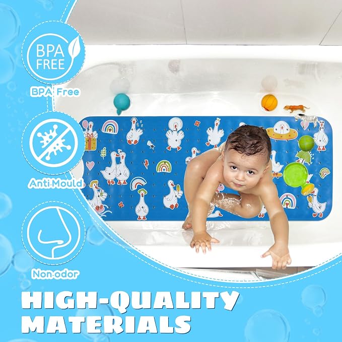 Baby Bath Mat for Tub Non Slip Kids Bathtub Mat Extra Long 40X16 Inch Toddler - Image 2