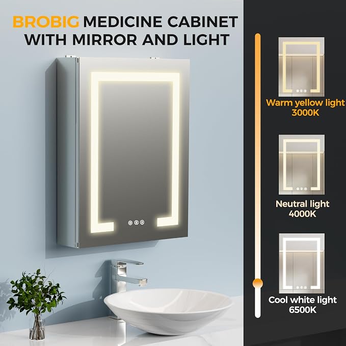 LED Bathroom Mirror 20 * 26 Stepless Dimmable Wall Mirrors - Image 7