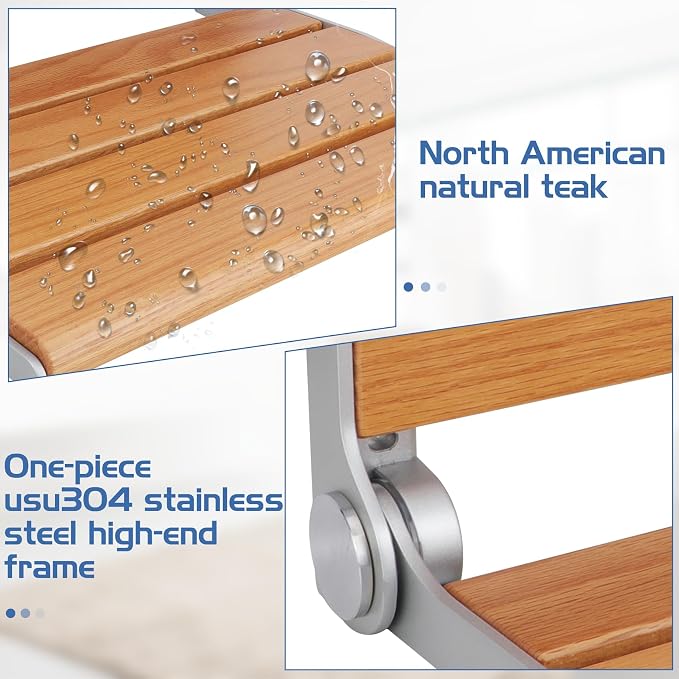 Wall Mounted Shower Seat - 16IN Fold Down Shower Seat - Image 6