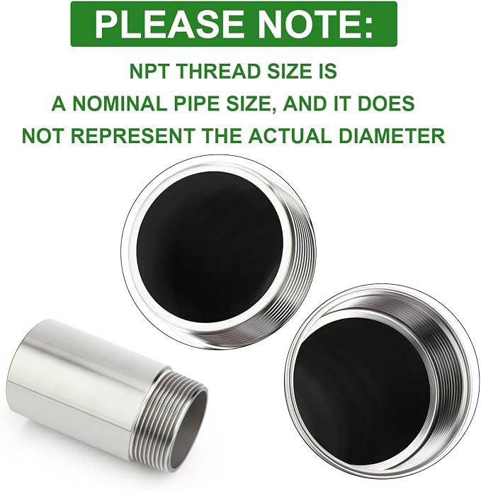 TAISHER 1PCS Stainless Steel Pipe Fittings, 1-1/2" NPT Male x 1-1/2" NPT Female - Image 4