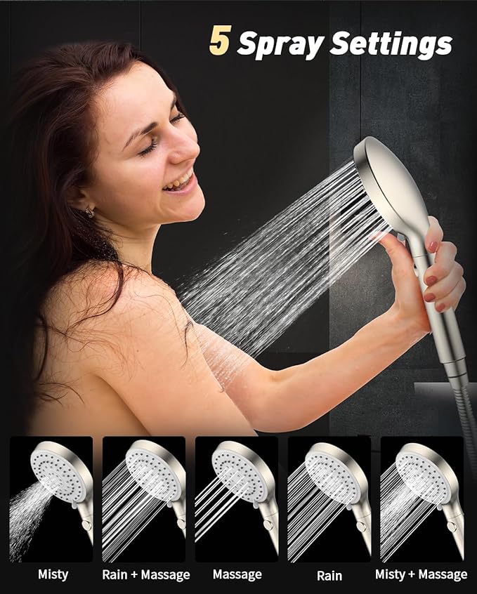 FASDUNT Shower Head with Handheld, High Pressure Handheld Shower Head with 80" - Image 5
