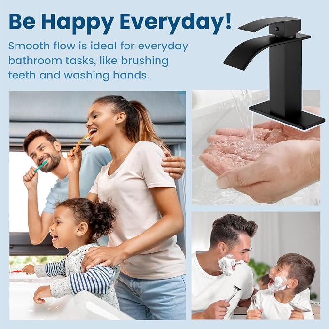 Airuida Matte Black Waterfall Bathroom Faucet, Single Handle Single Hole - Image 9