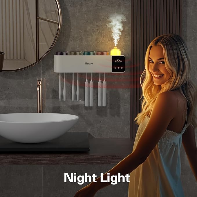 iHave Toothbrush Holders with UV Toothbrush Sanitizer, Aromatherapy Diffuser & - Image 8
