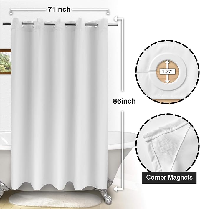 River Dream Extra Long No Hook Shower Curtain TPU Lining & No Required Liner - Image 5
