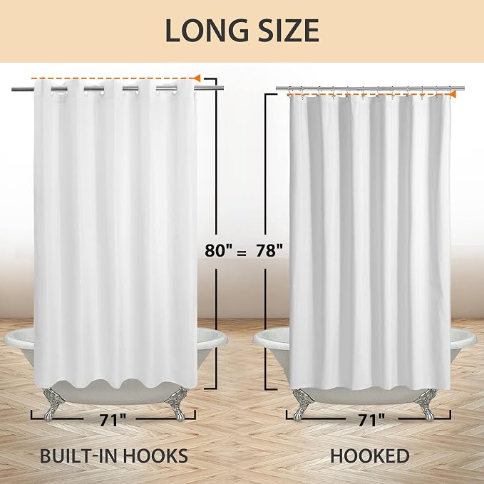 River Dream No Hook Long Shower Curtain or Liner Soft Microfiber - Image 6