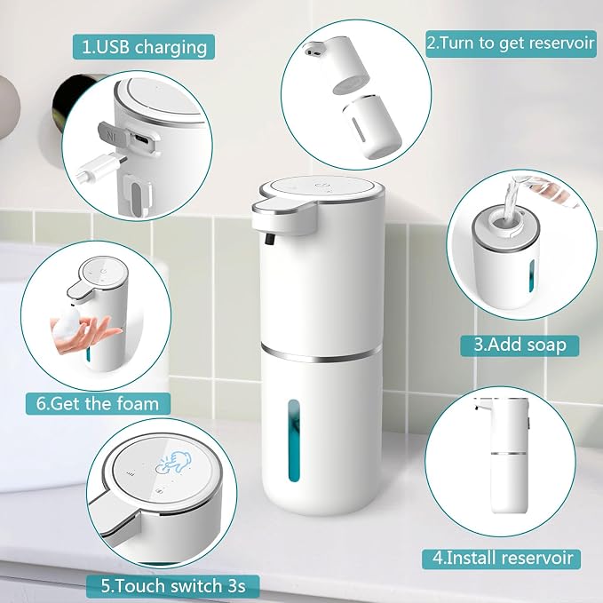 Automatic Soap Dispenser – Touchless Foaming Soap Dispenser 400ml USB - Image 3