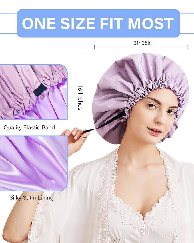 Aquior Shower Cap, Extra Adjustable Shower Caps - Image 3