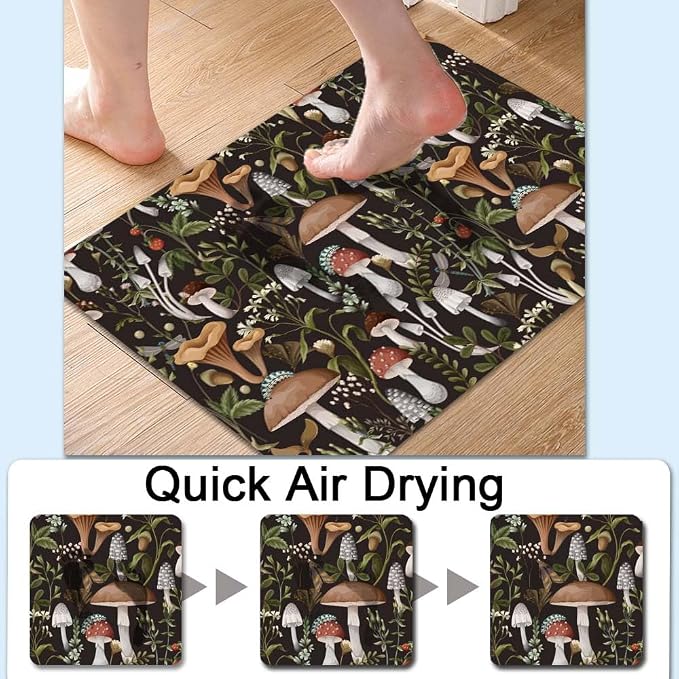Bath Mat Rug, Bobo Mushrooms Non Slip Quick Dry Super Absorbent Thin Bathroom - Image 5