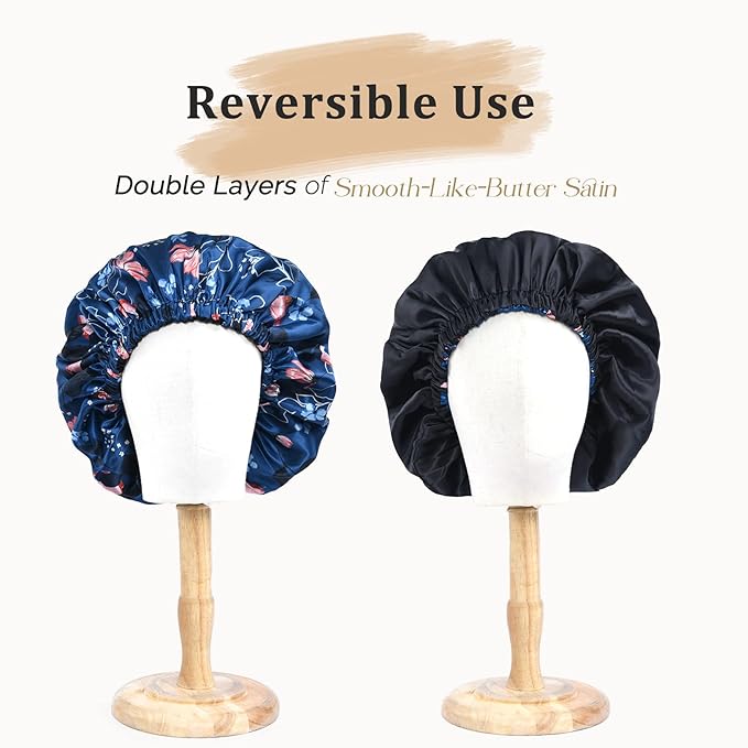 YANIBEST Adjustable Satin Bonnet Double Layer Hair Bonnet - Image 3