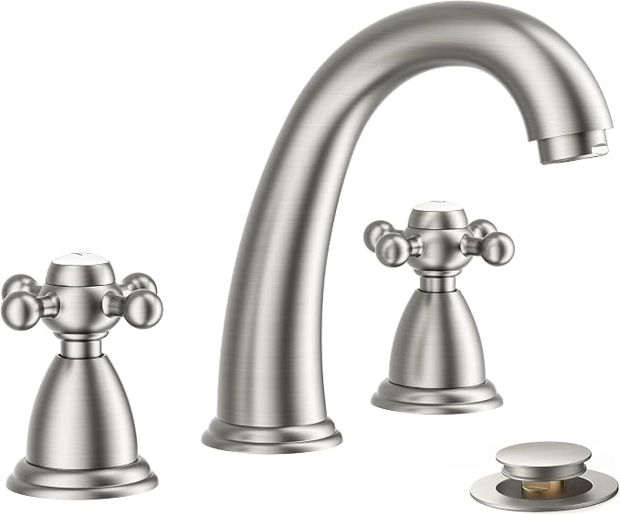 FORIOUS Faucet for Bathroom Sink 3 Hole, Brushed Nickel Bathroom Faucet by FORIOUS