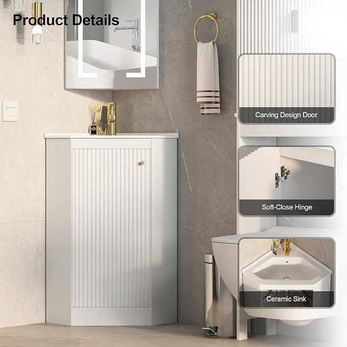 24" Corner Bathroom Vanity Sink Combo - Image 5