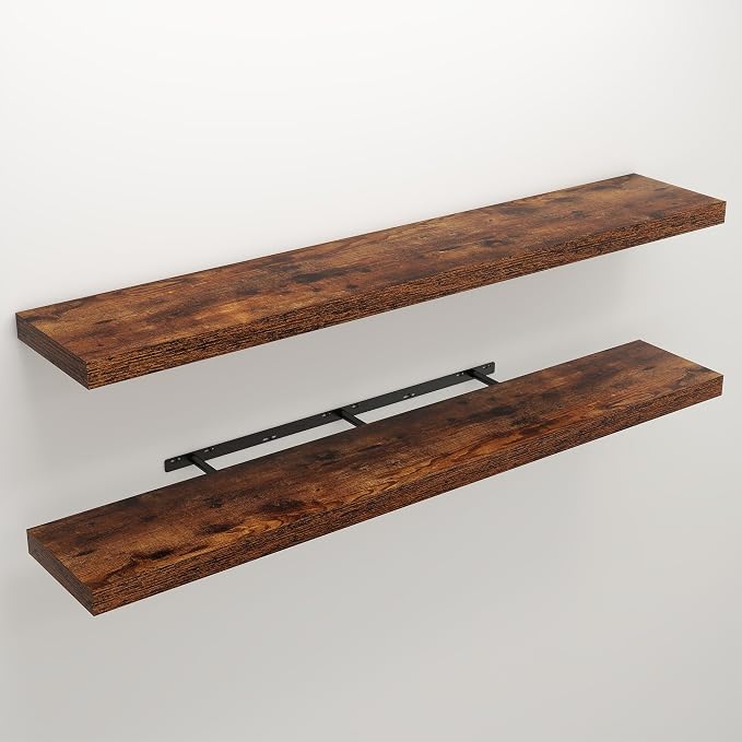 Floating Shelves for Wall, 9.3" Deep Wall Mounted Wood Shelves for Bathroom - Image 3