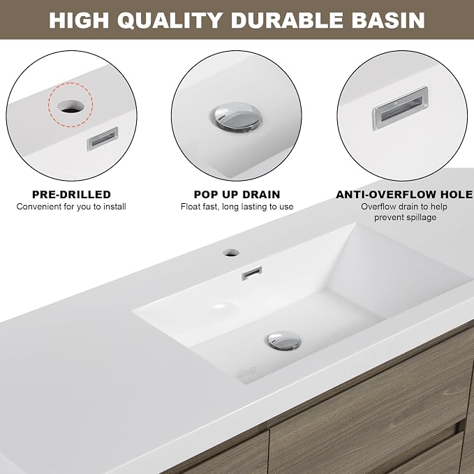 Floating Vanity Bathroom, 60 Inch Bathroom Vanity - Image 4