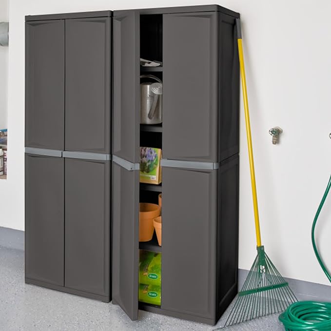 Sterilite 2-Pack 4 Shelf Cabinet, Lockable Utility Storage w/ Adjustable Shelves - Image 2