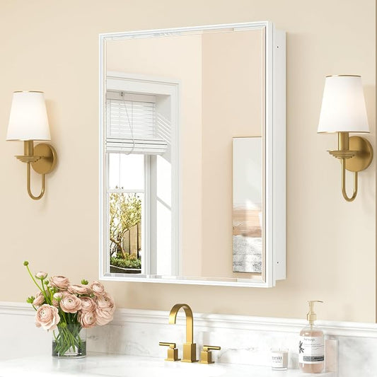 Keonjinn 24” x 30” White Bathroom Medicine Cabinets by Keonjinn