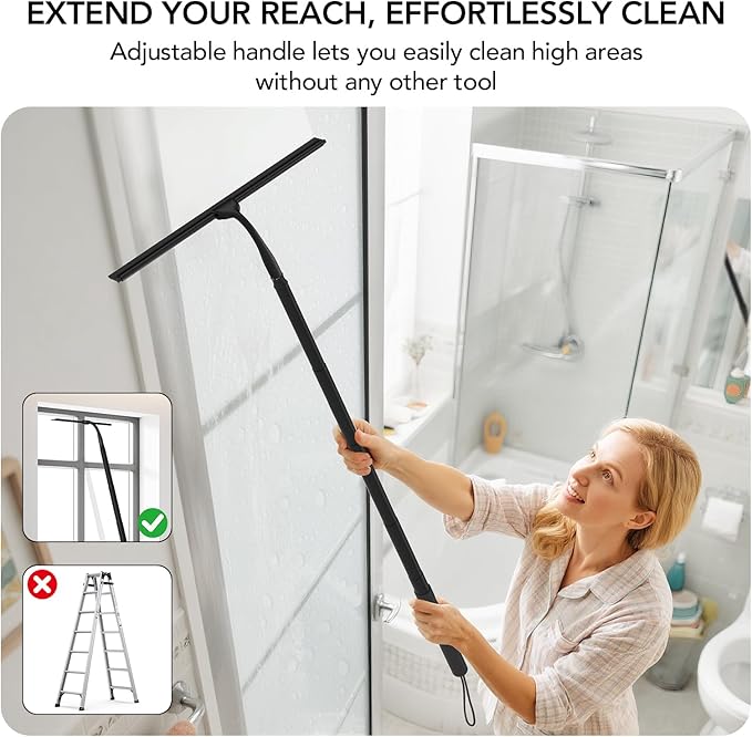 Shower Squeegee with Long Handle, 15-51" Telescopic Squeegee - Image 2