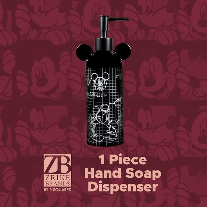 Disney Mickey Mouse Ceramic Soap Dispenser – Black Hand Soap Dispenser or - Image 2