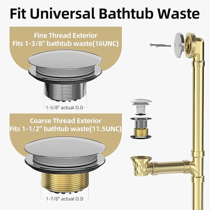 Chrome Plated Tub Drain Kit - Image 4