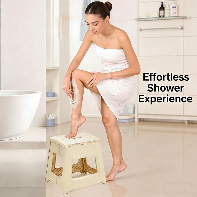 Foldable Shower Stool for Shaving Legs, Plastic Shower Foot Rest for Inside - Image 4