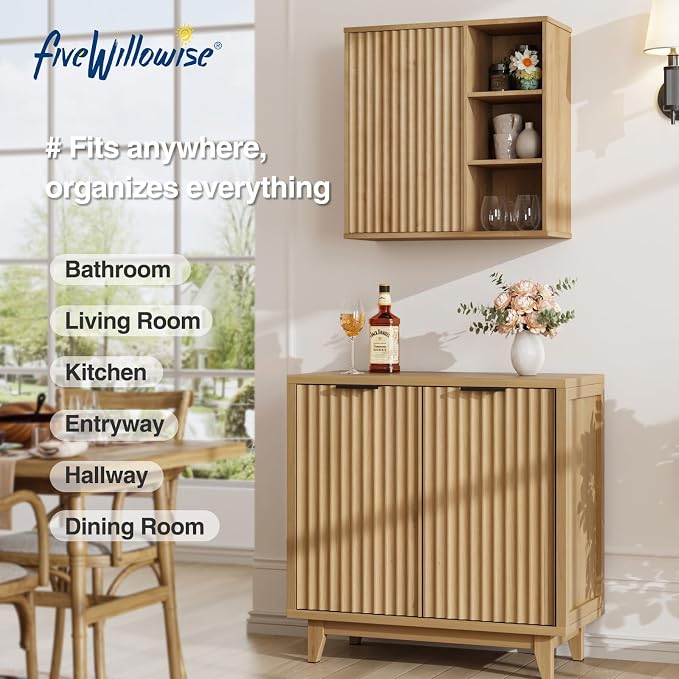 Fluted Bathroom Wall Cabinet, Small Medicine Wall Cabinet - Image 6