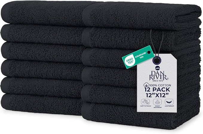 DAN RIVER 12 Pack Wash Cloths for Showering by DanRiver