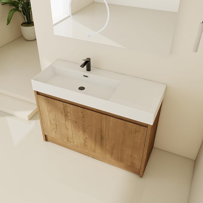 48 inch Bathroom Vanity with Sink, Single Resin Sink Bathroom Cabinet, Modern - Image 9