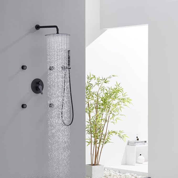 Iriber Mattle Black Round Rain Shower System - Image 2