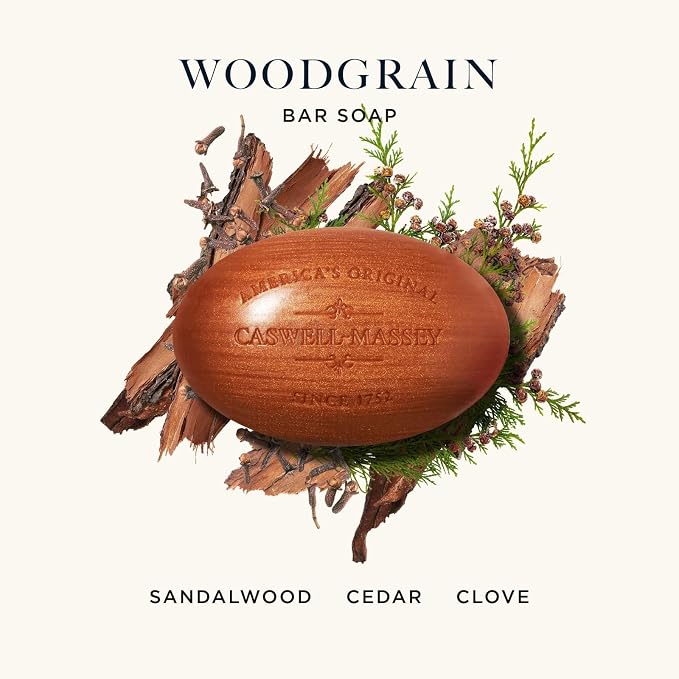 Caswell-Massey Triple Milled Heritage Woodgrain Sandalwood Three-Soap Set - Image 2
