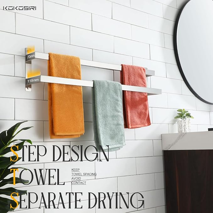 KOKOSIRI Bath Towel Bars 32 Inches Bathroom 2-Tiers Ladder Towel Rails Towel - Image 9