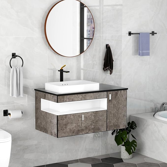 Matte Black Bathroom Accessories Set, 4 Pieces Bathroom Hardware Set, 16 inch - Image 7