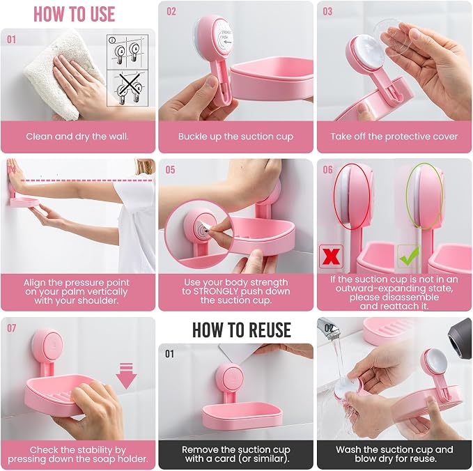 TAILI Soap Dish Bar Holder Suction Cup, Soap Saver - Image 5