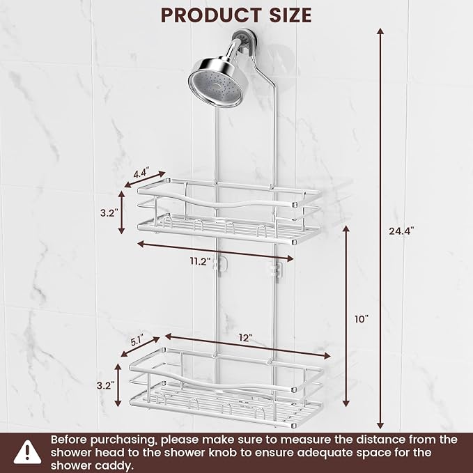 REINHARDT Shower Caddy Hanging, Rustproof Shower Caddy Anti-Swing Shower - Image 8