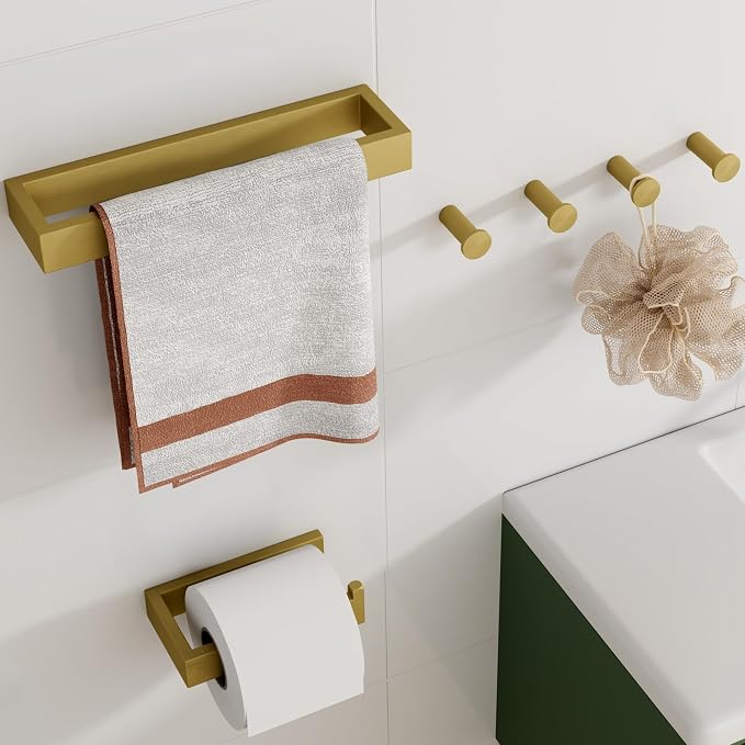 SAYAYO 6-Piece Bathroom Hardware Set Gold, Includes 10 Inch Towel Bar, Toilet by SAYAYO