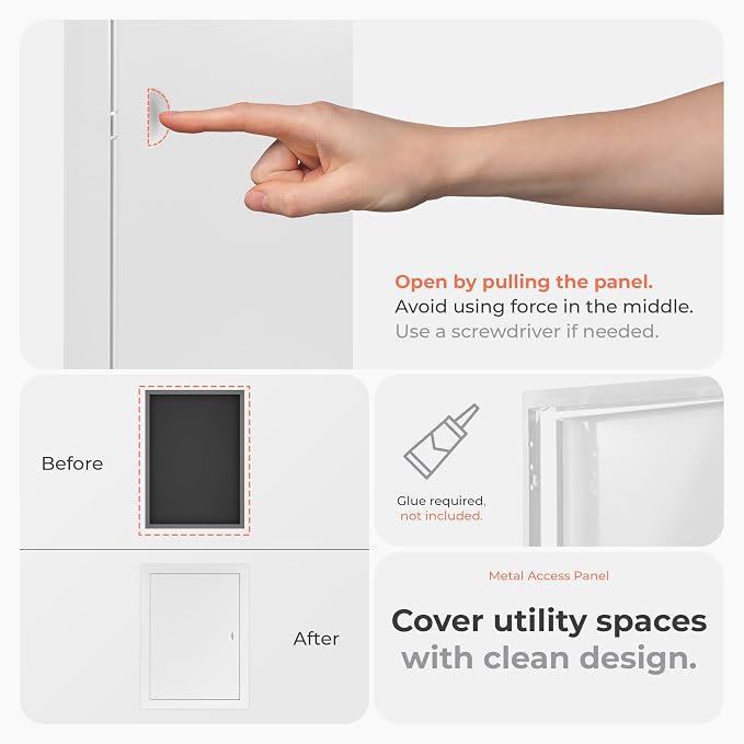 10 x 14 Inch White Rectangular Metal Plumbing Access Panel - Image 3
