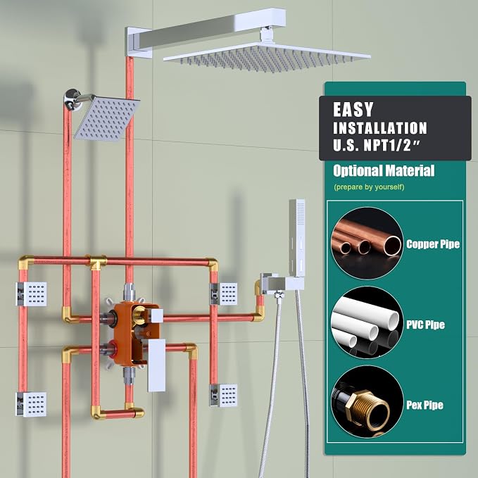 Enga Shower Faucet Set, Dual Shower Head System - Image 7