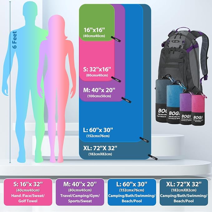 BOGI Microfiber Travel Sports Towel-Quick Dry Towel, Soft Lightweight - Image 2