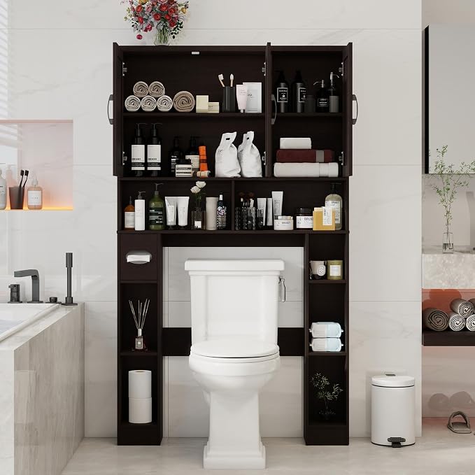 Over The Toilet Storage Cabinet, Farmhouse Toilet Cabinet Rack - Image 5
