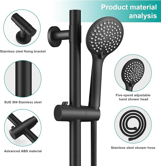 Shower Slide Bar Handheld Shower Head - Image 8