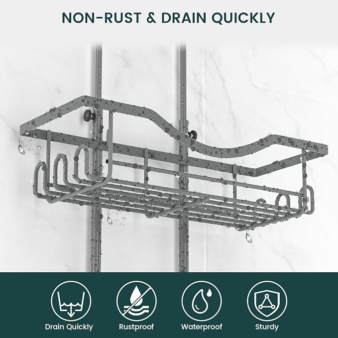 REINHARDT Shower Caddy Hanging Adjustable, Extended Length Rustproof Shower - Image 3