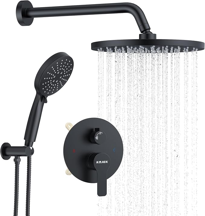 KOJOX Shower System- High Pressure Shower Head- 3 Setting Headheld Shower Head by KOJOXSANITARY