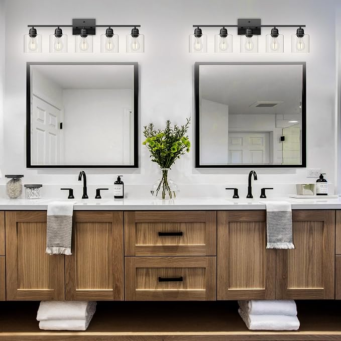 Modern 5 Light Bathroom Vanity Light, 31 inch Black Bathroom Lights Fixtures - Image 5