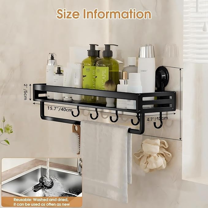 Shower Caddy Suction Cup, 15.8 inch Suction Shower Shelf - Image 3